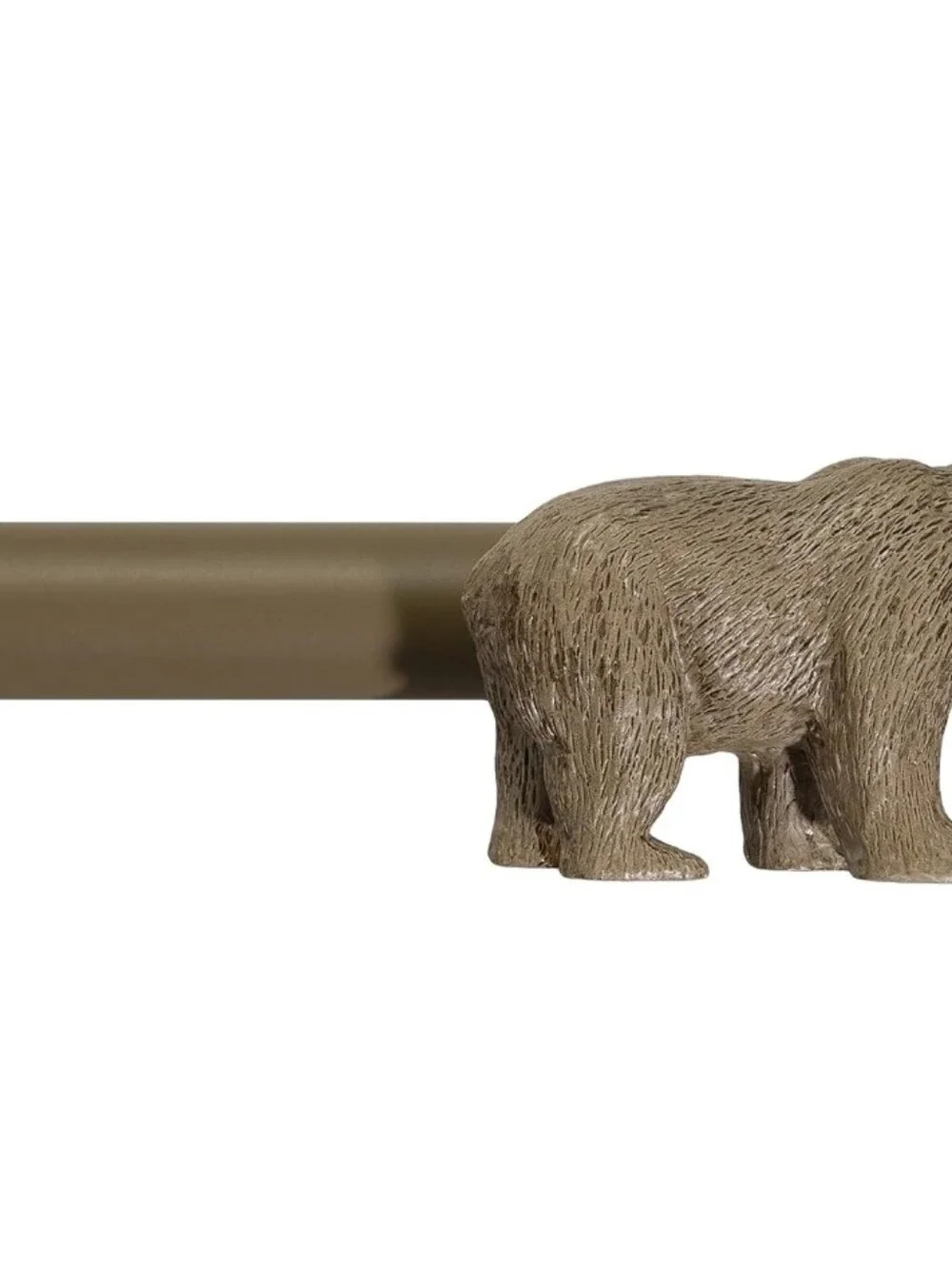 Beige/White Buffalo Check Tie-Up Curtain and Bear Curtain Rods
